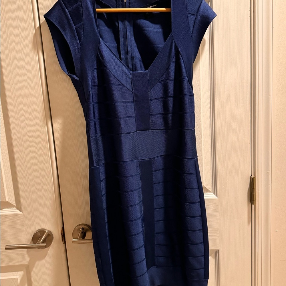 French Connection Blue Bandage Bodycon Mini Dress Size l